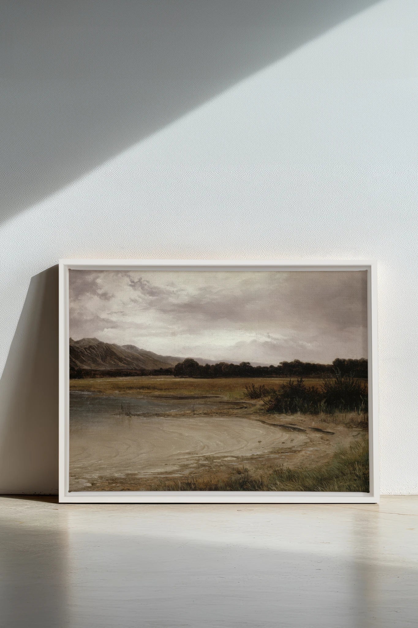 GREY MEADOW, Work on stretched canvas, framed White