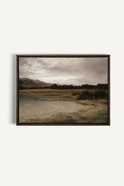 GREY MEADOW, Oeuvre sur toile étirée, encadré Brun Noyer
