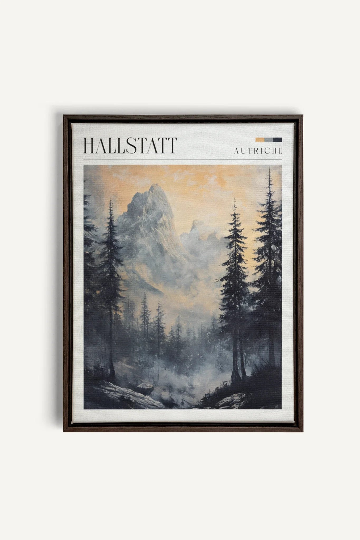 OLEKA CANVAS - HALLSTATT, Oeuvre sur toile étirée, encadré Brun Noyer