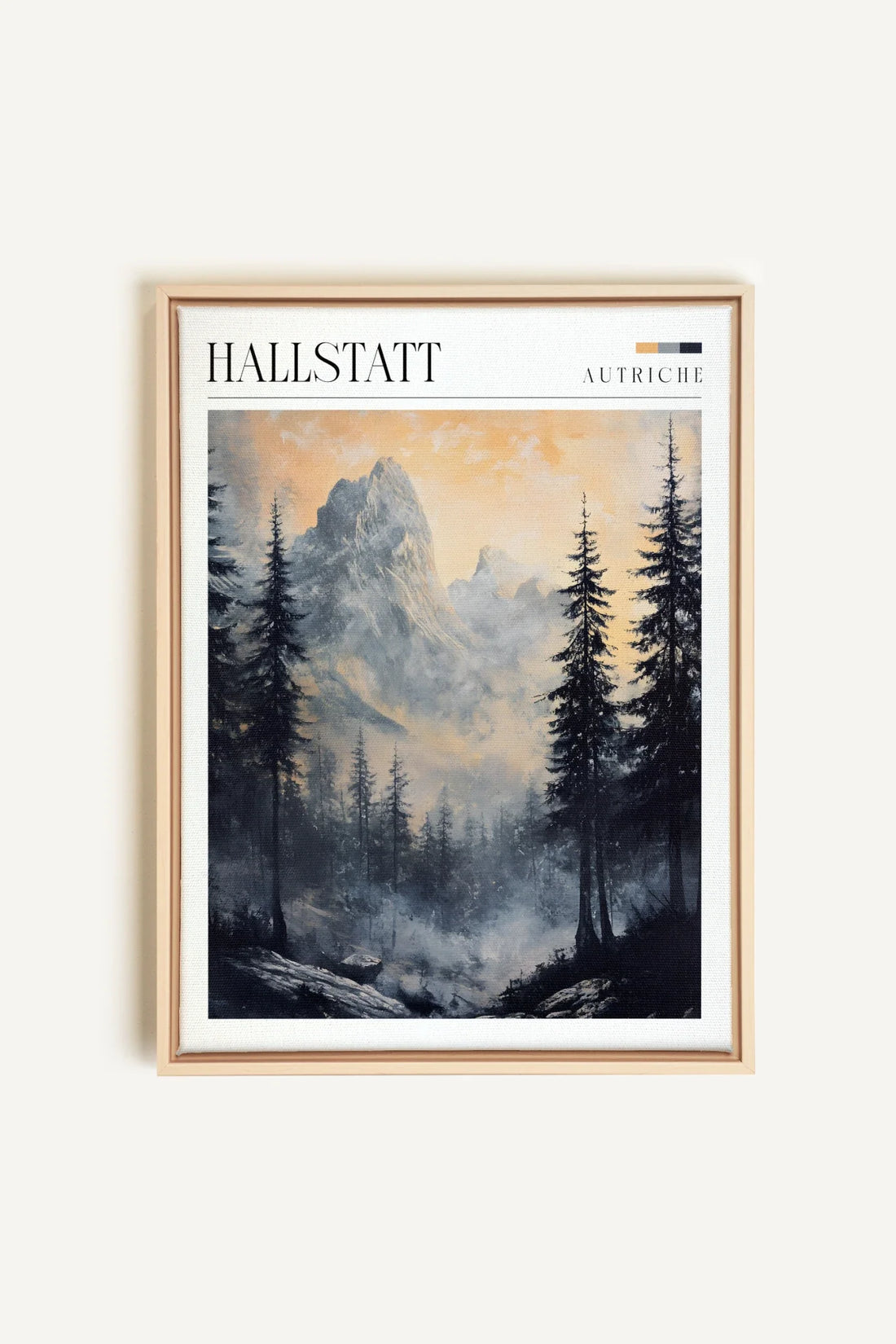 OLEKA CANVAS - HALLSTATT, Oeuvre sur toile étirée, encadré Naturel Clair