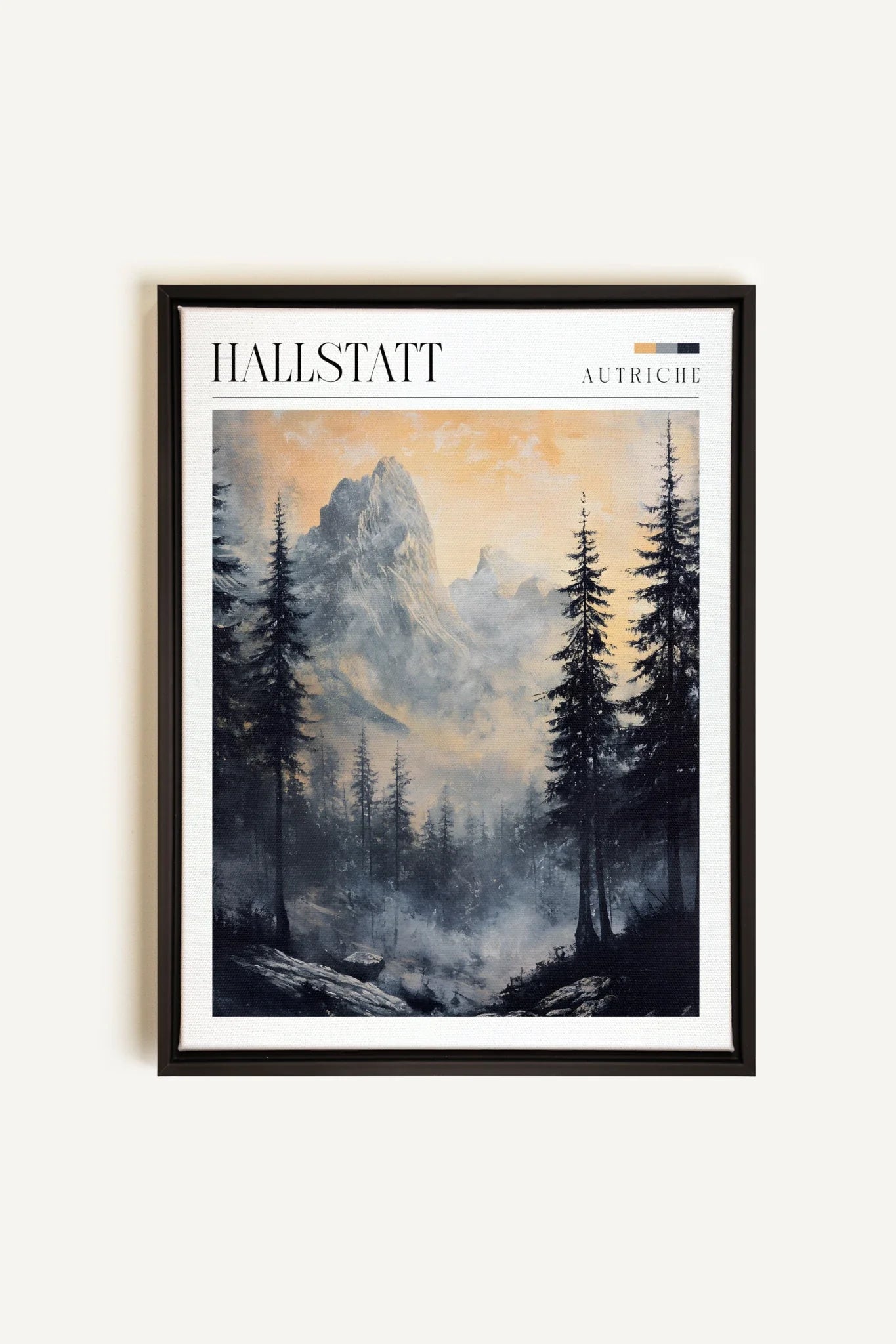 OLEKA CANVAS - HALLSTATT, Oeuvre sur toile étirée, encadré Noir