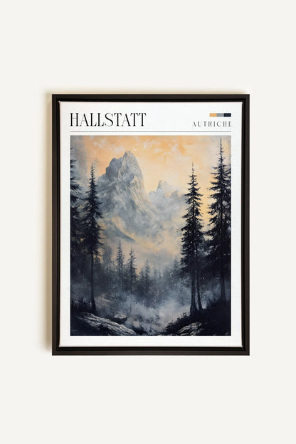 OLEKA CANVAS - HALLSTATT, Oeuvre sur toile étirée, encadré Noir