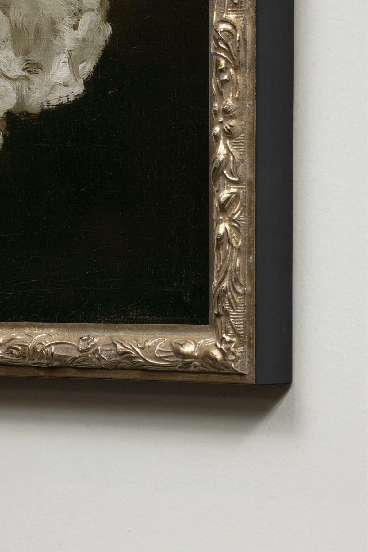 Heirloom Pearls, Artwork on rigid canvas, Vintage Silver frame