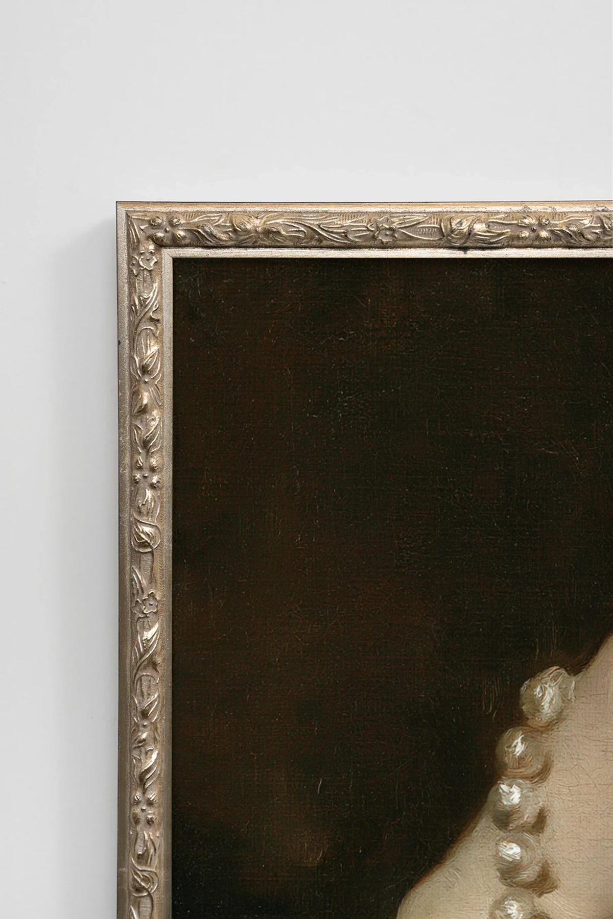 Heirloom Pearls, Artwork on rigid canvas, Vintage Silver frame