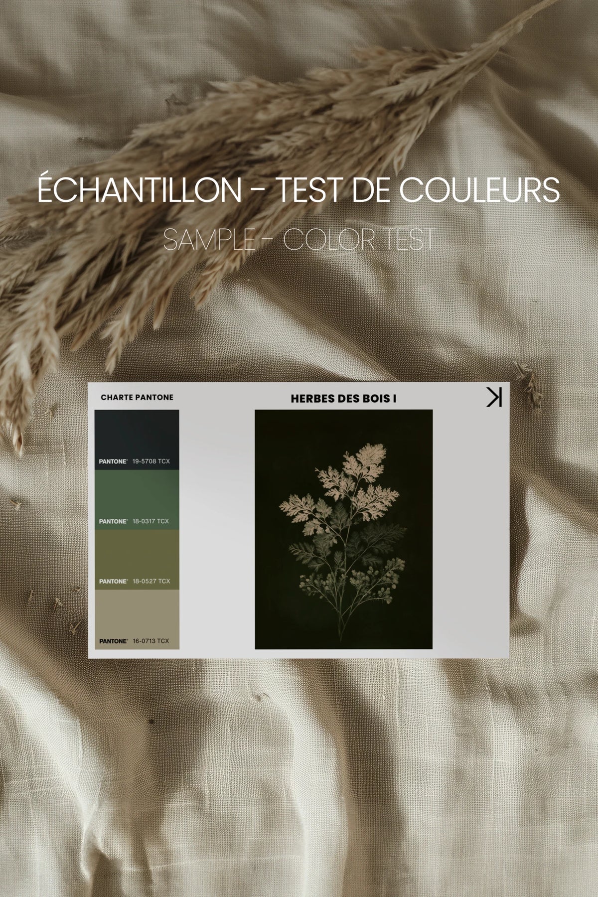 HERBES DES BOIS I, Artwork on rigid canvas, framed Vintage Bronze