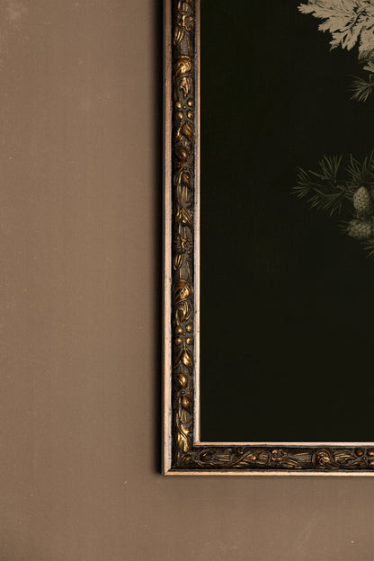 Herbes des bois II, Artwork on rigid canvas, Vintage Bronze frame