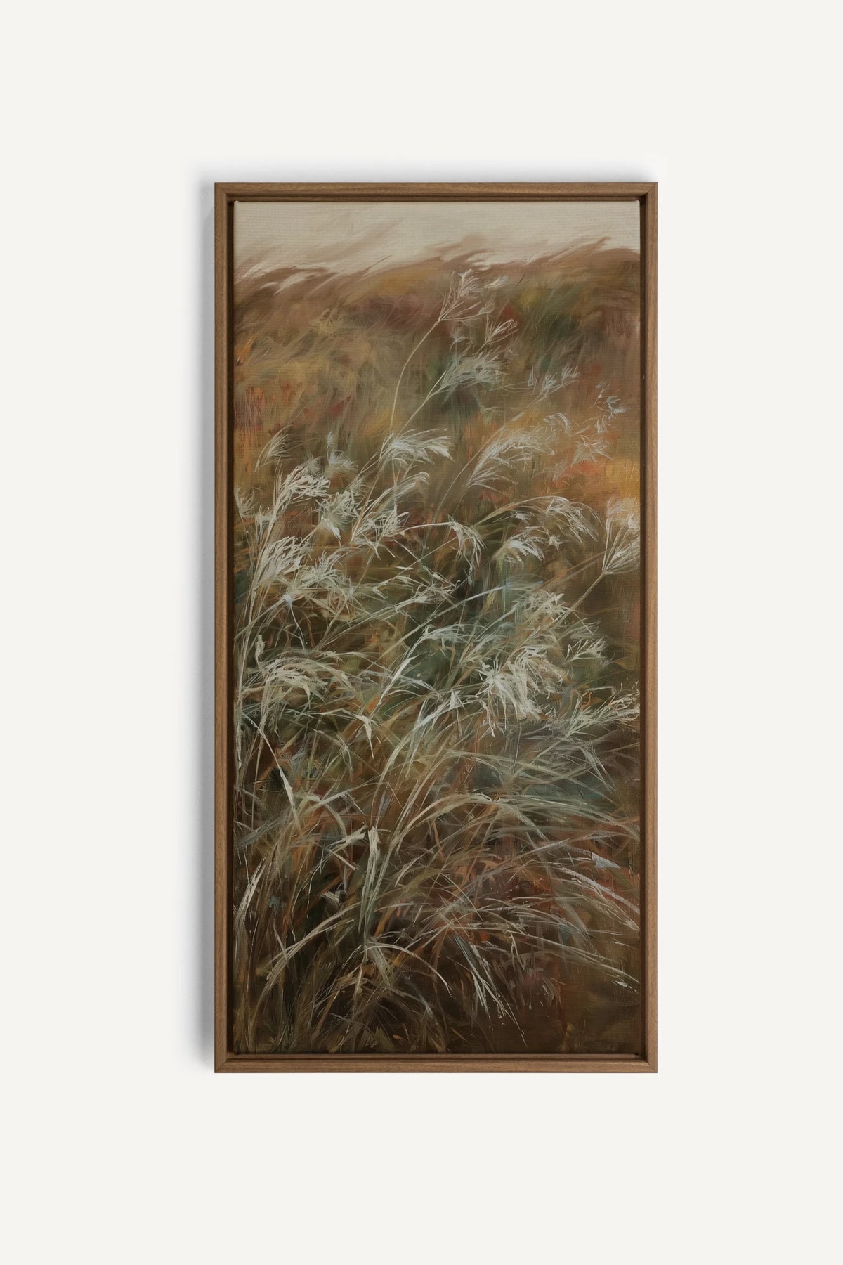WILD GRASSES, Artwork on stretched canvas, Oak Brown frame