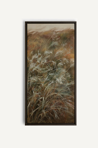 WILD GRASSES, Artwork on stretched canvas, Walnut Brown frame