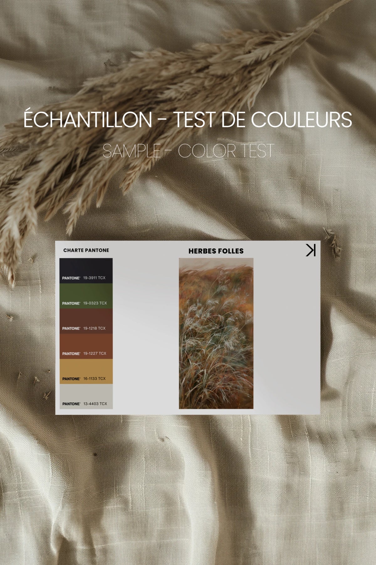 WILD GRASSES, Artwork on stretched canvas, Light Natural frame