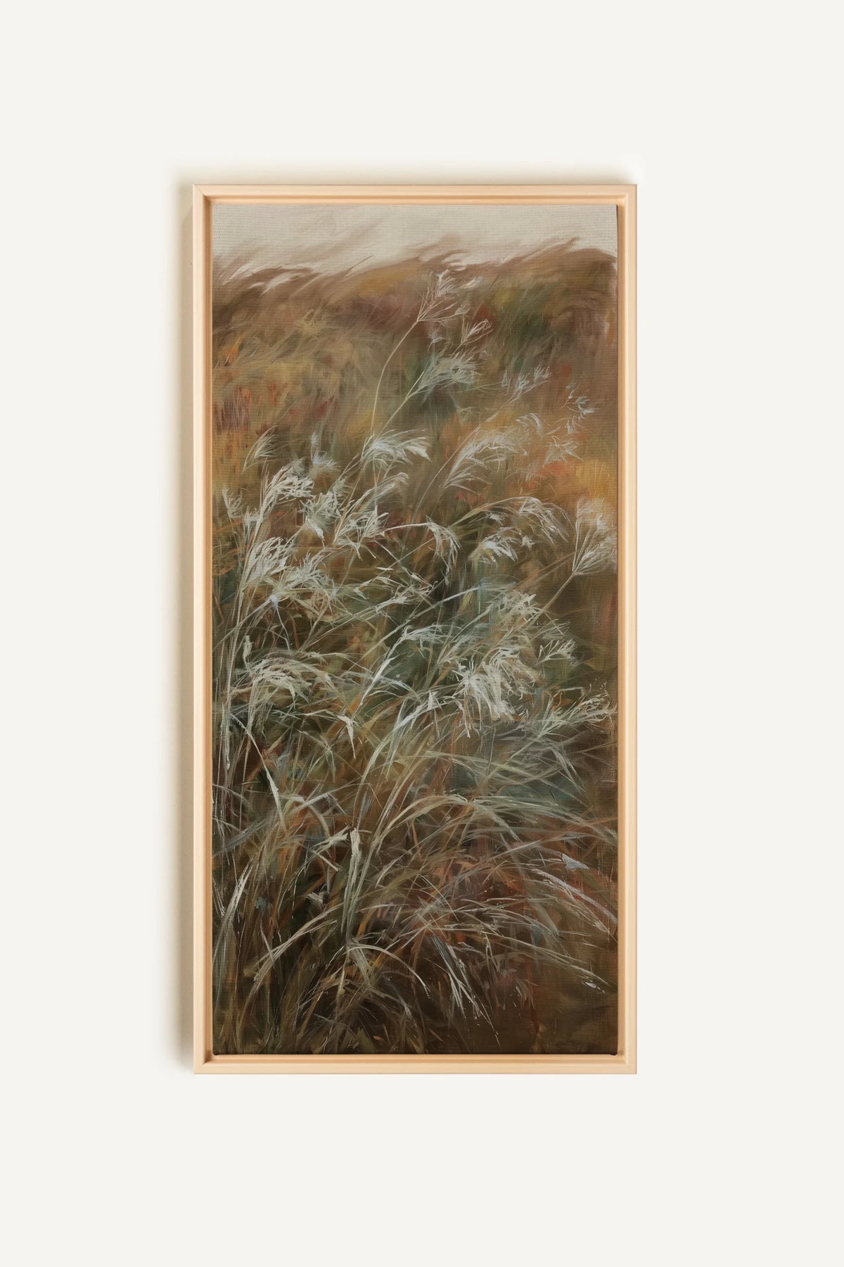 WILD GRASSES, Artwork on stretched canvas, Light Natural frame
