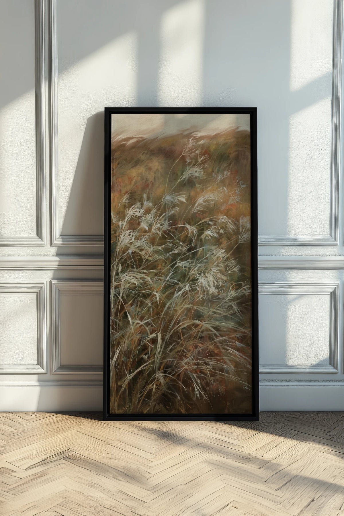 WILD GRASSES, Artwork on stretched canvas, Black frame