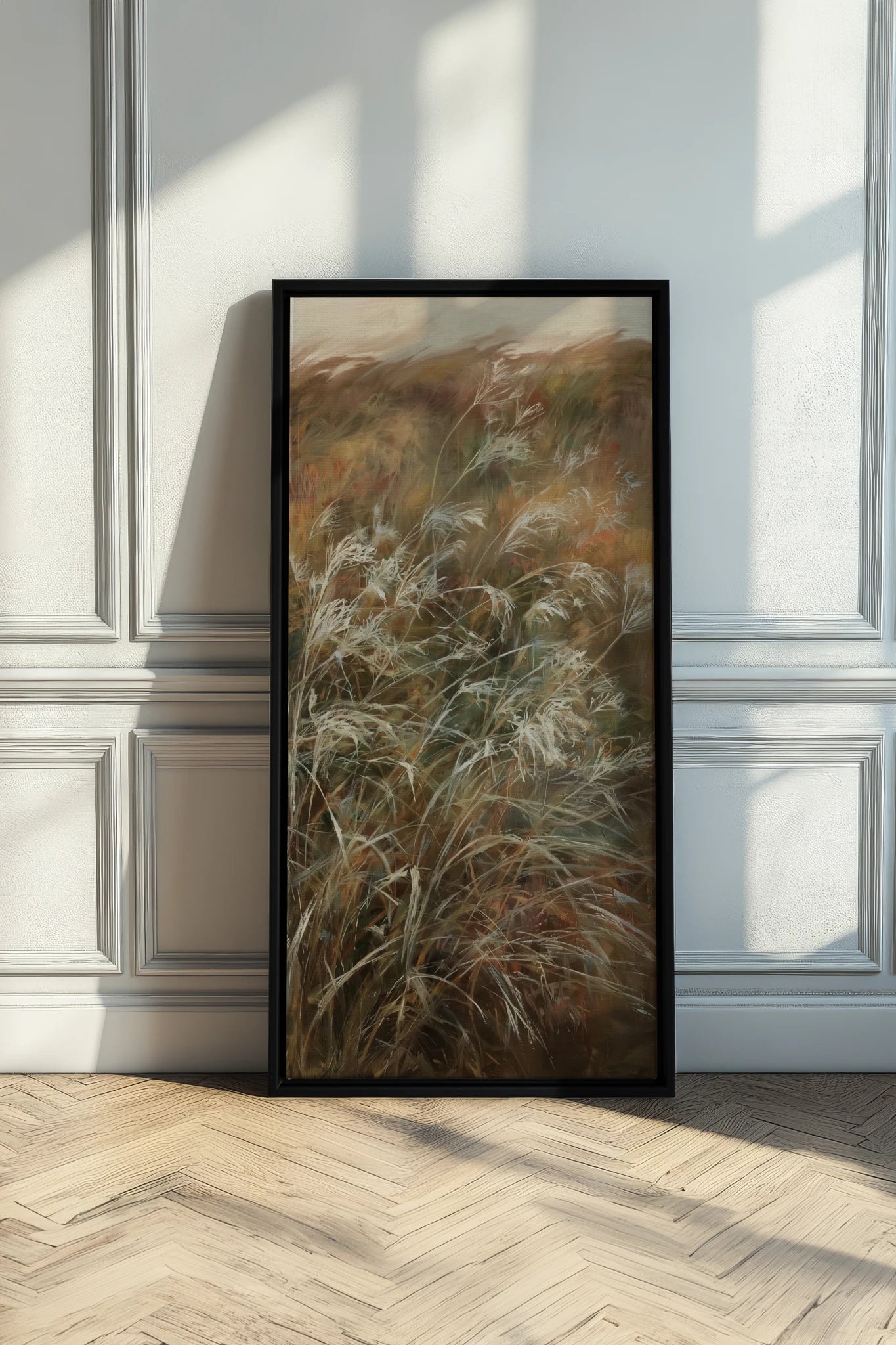 WILD GRASSES, Artwork on stretched canvas, Black frame