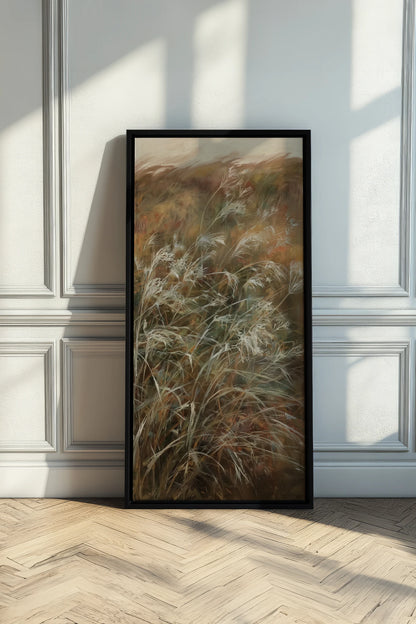 WILD GRASSES, Artwork on stretched canvas, Black frame