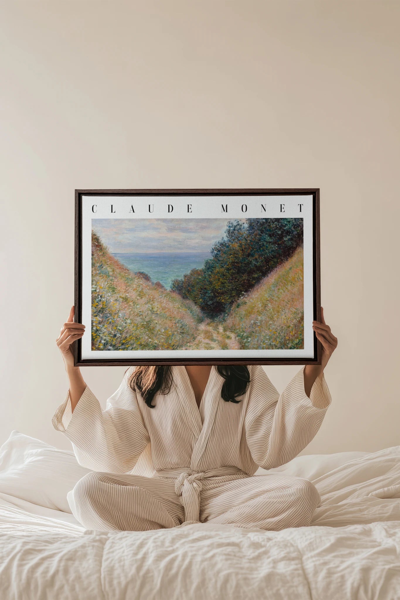 HERBE SALÉES, Work on stretched canvas, framed Walnut Brown