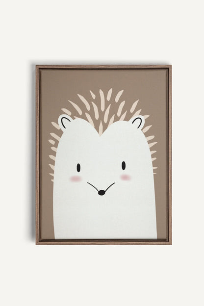 OLEKA CANVAS - HÉRISSON, Oeuvre sur toile étirée, encadré Brun Chêne