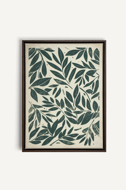 OLEKA CANVAS - HERITAGE GREENERY, Oeuvre sur toile étirée, encadré Brun Noyer