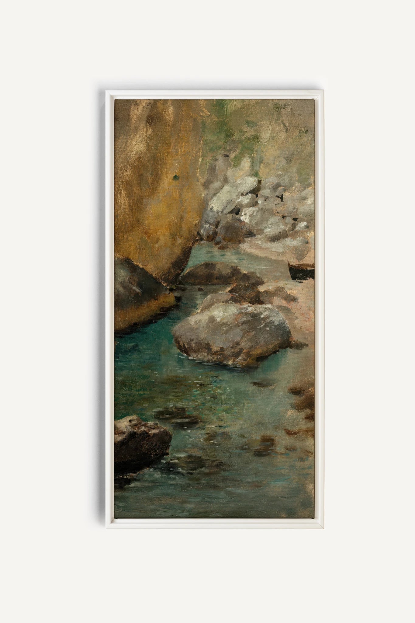 HIDDEN COVE, Work on stretched canvas, framed White