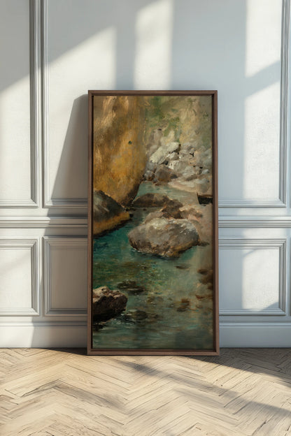 HIDDEN COVE, Work on stretched canvas, framed Oak Brown