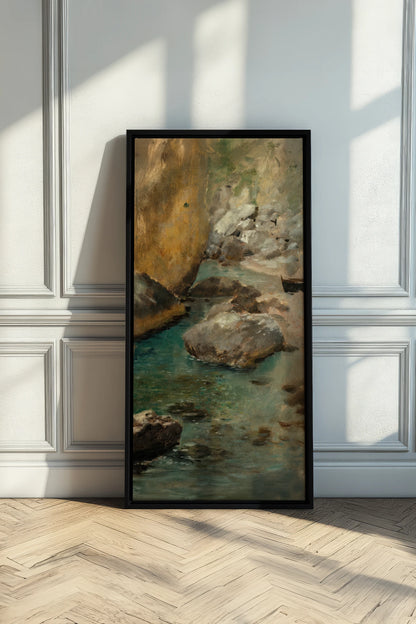 HIDDEN COVE, Work on stretched canvas, framed Black