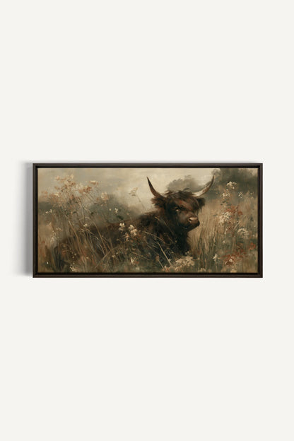 HIGHLAND BLOOM, Artwork on stretched canvas, Walnut Brown frame