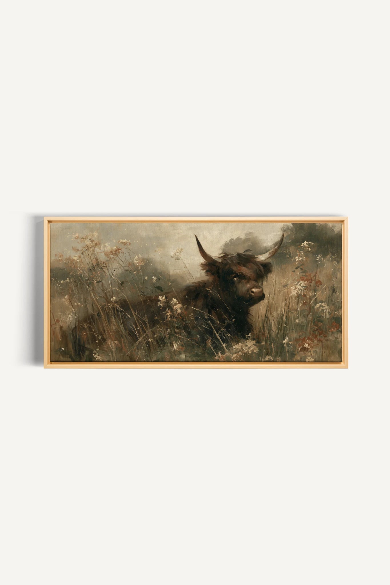 HIGHLAND BLOOM, Artwork on stretched canvas, Light Natural frame