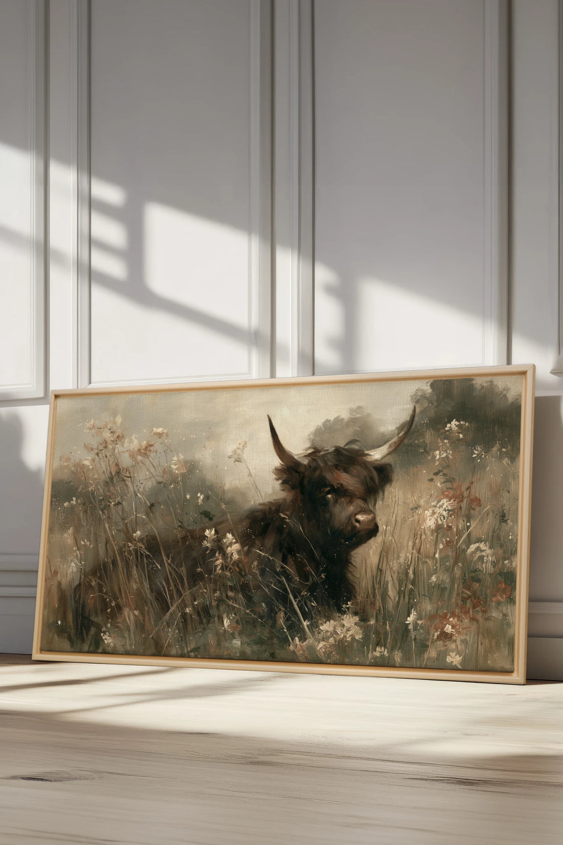 HIGHLAND BLOOM, Artwork on stretched canvas, Light Natural frame
