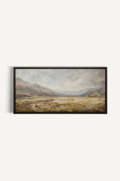 OLEKA CANVAS - Highland Mist, Oeuvre sur toile étirée, encadré Brun Noyer