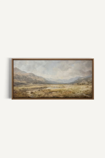 OLEKA CANVAS - Highland Mist, Oeuvre sur toile étirée, encadré Brun Chêne
