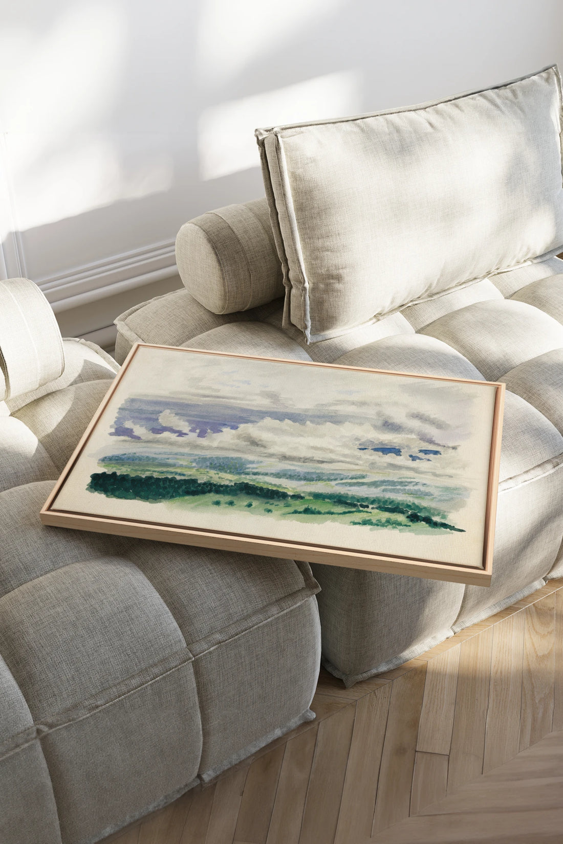 HILLS IN HUSH, Oeuvre sur toile étirée, encadré Naturel Clair