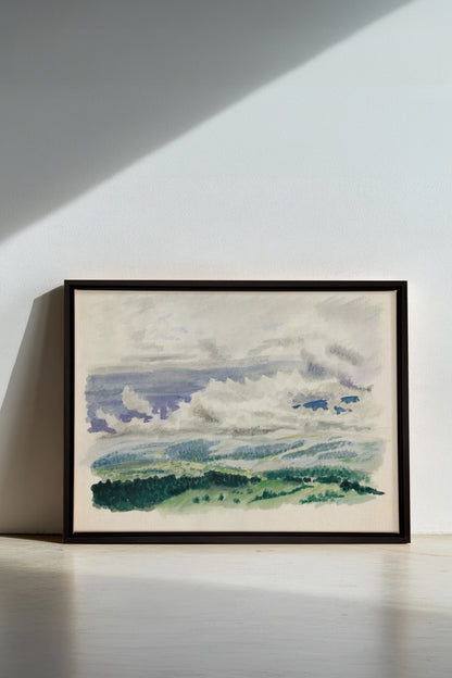 HILLS IN HUSH, Work on stretched canvas, framed Black