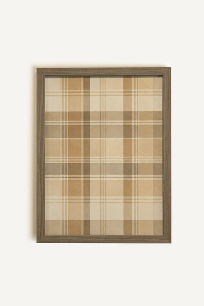 HONEY PLAID, Work on canvas, oak brown frame
