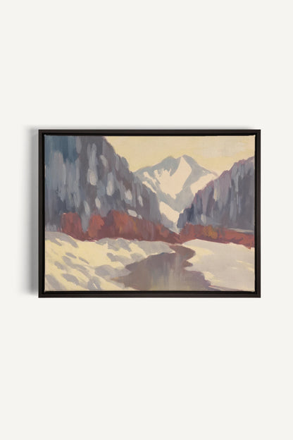 HORIZON DES MONTS, Oeuvre sur toile étirée, encadré Noir