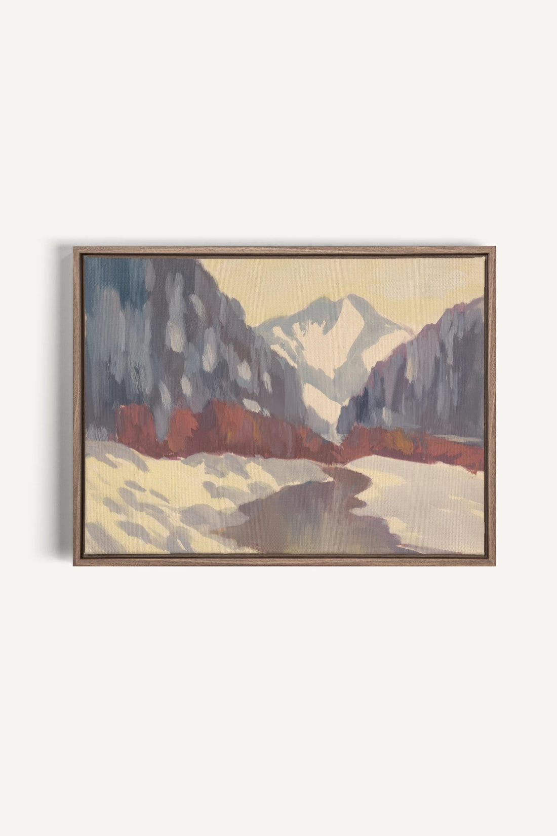 HORIZON DES MONTS, Oeuvre sur toile étirée, encadré Brun Chêne