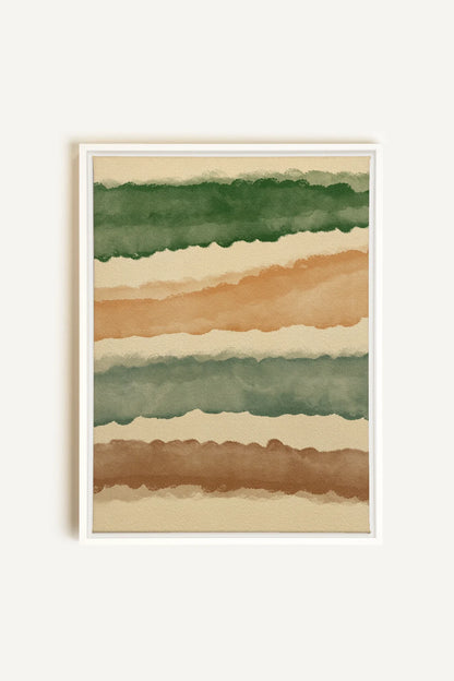 OLEKA CANVAS - HORIZON VÉGÉTAL, Oeuvre sur toile étirée, encadré Blanc