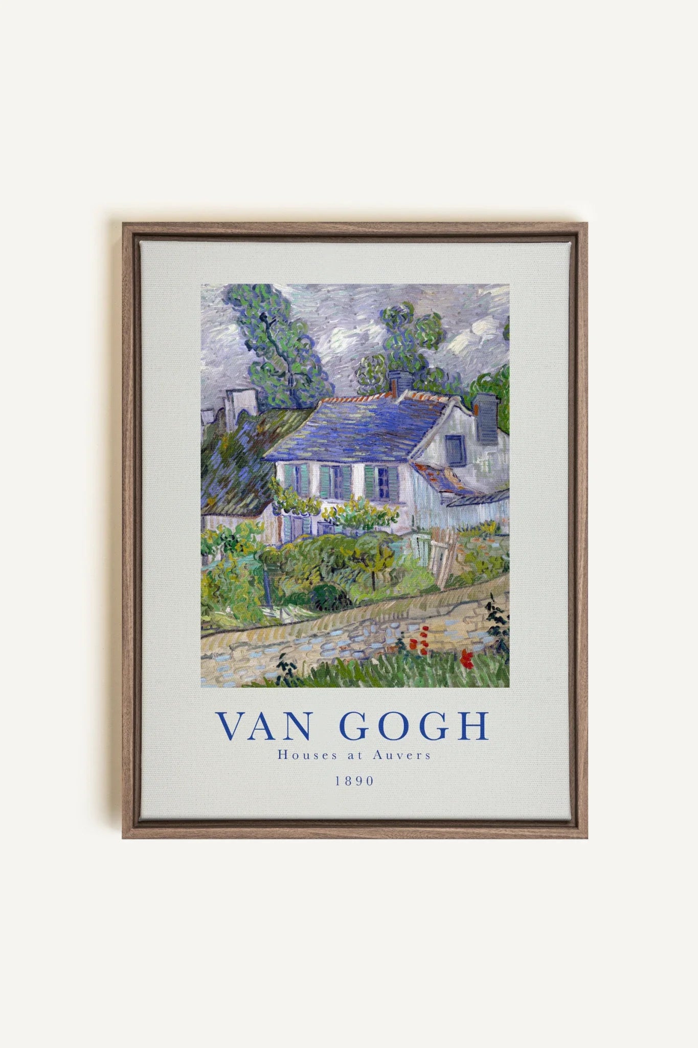 OLEKA CANVAS - HOUSES AT AUVERS, Oeuvre sur toile étirée, encadré Brun Chêne