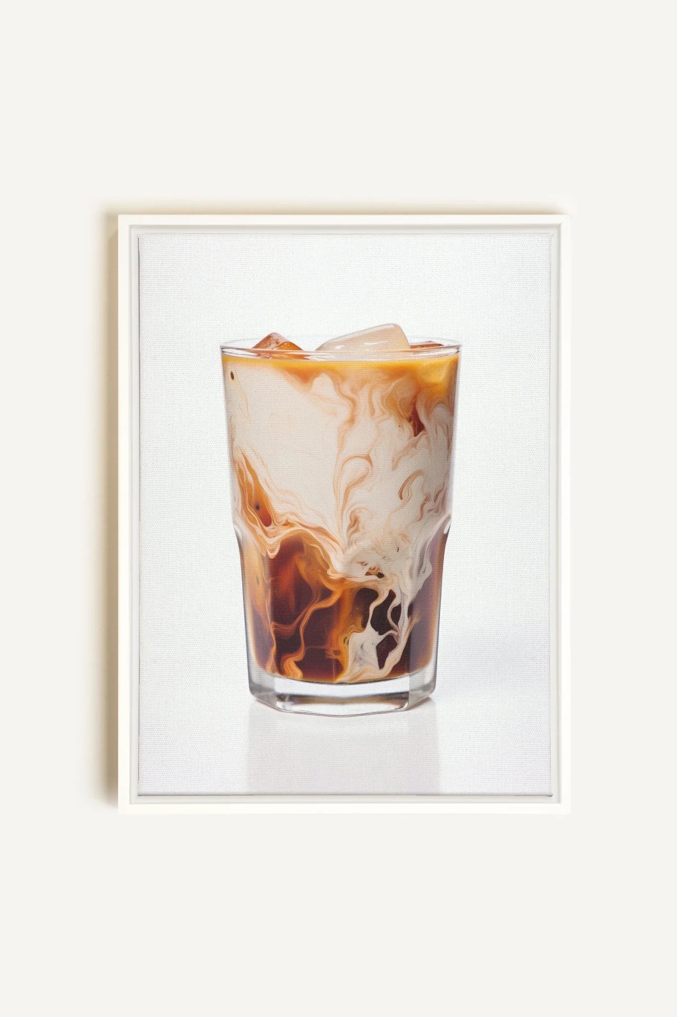 OLEKA CANVAS - ICED COFFEE, Oeuvre sur toile étirée, encadré Blanc