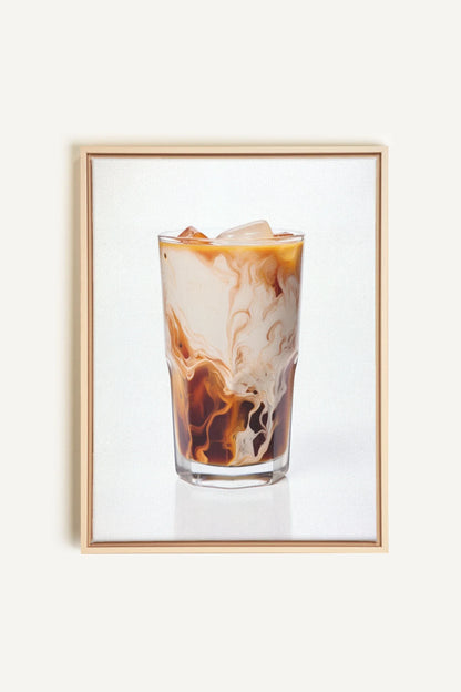 OLEKA CANVAS - ICED COFFEE, Oeuvre sur toile étirée, encadré Naturel Clair