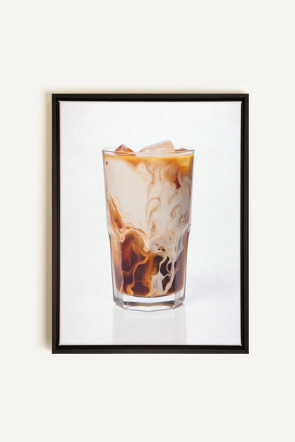 OLEKA CANVAS - ICED COFFEE, Oeuvre sur toile étirée, encadré Noir