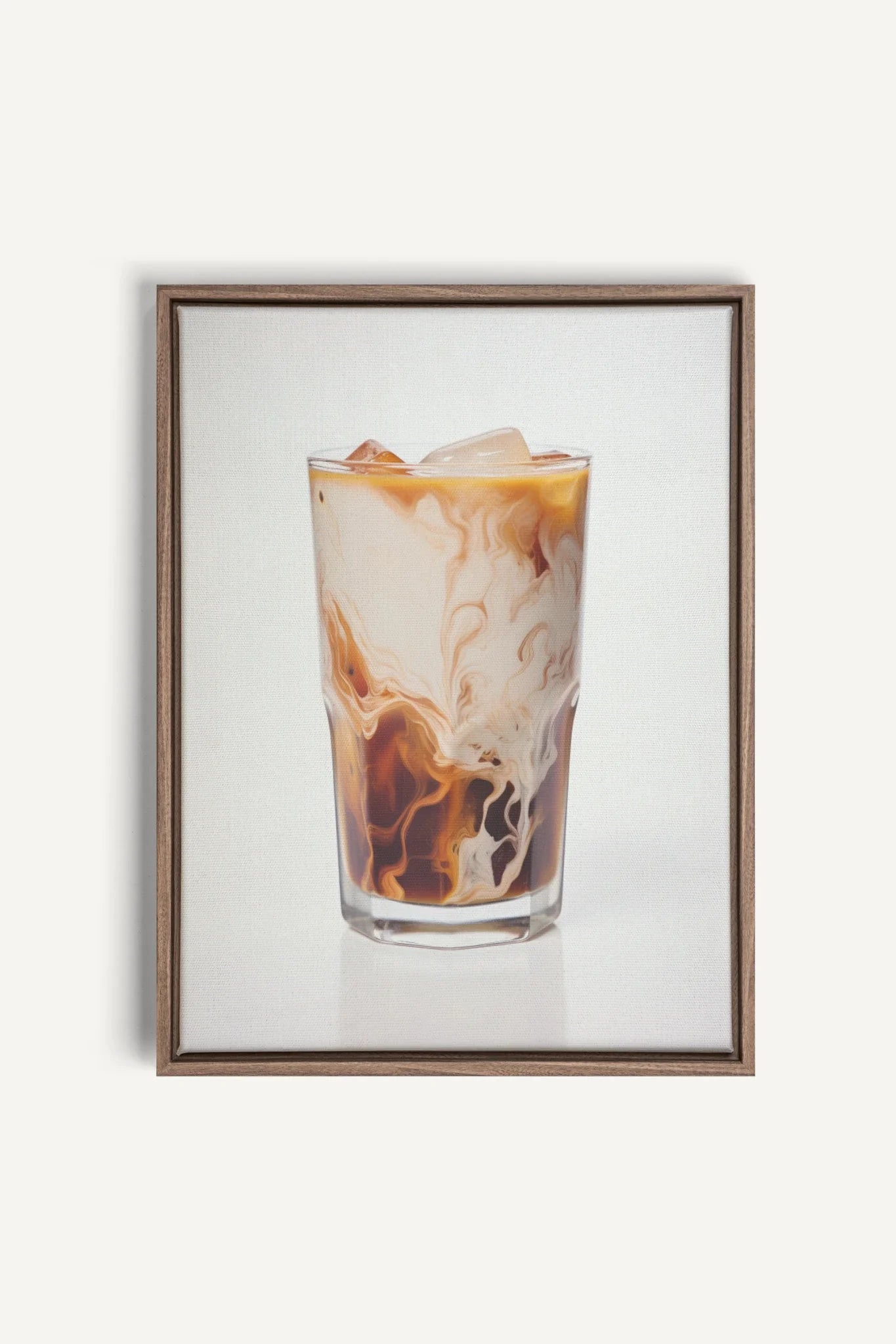 OLEKA CANVAS - ICED COFFEE, Oeuvre sur toile étirée, encadré Brun Chêne