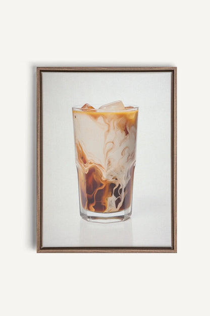 OLEKA CANVAS - ICED COFFEE, Oeuvre sur toile étirée, encadré Brun Chêne