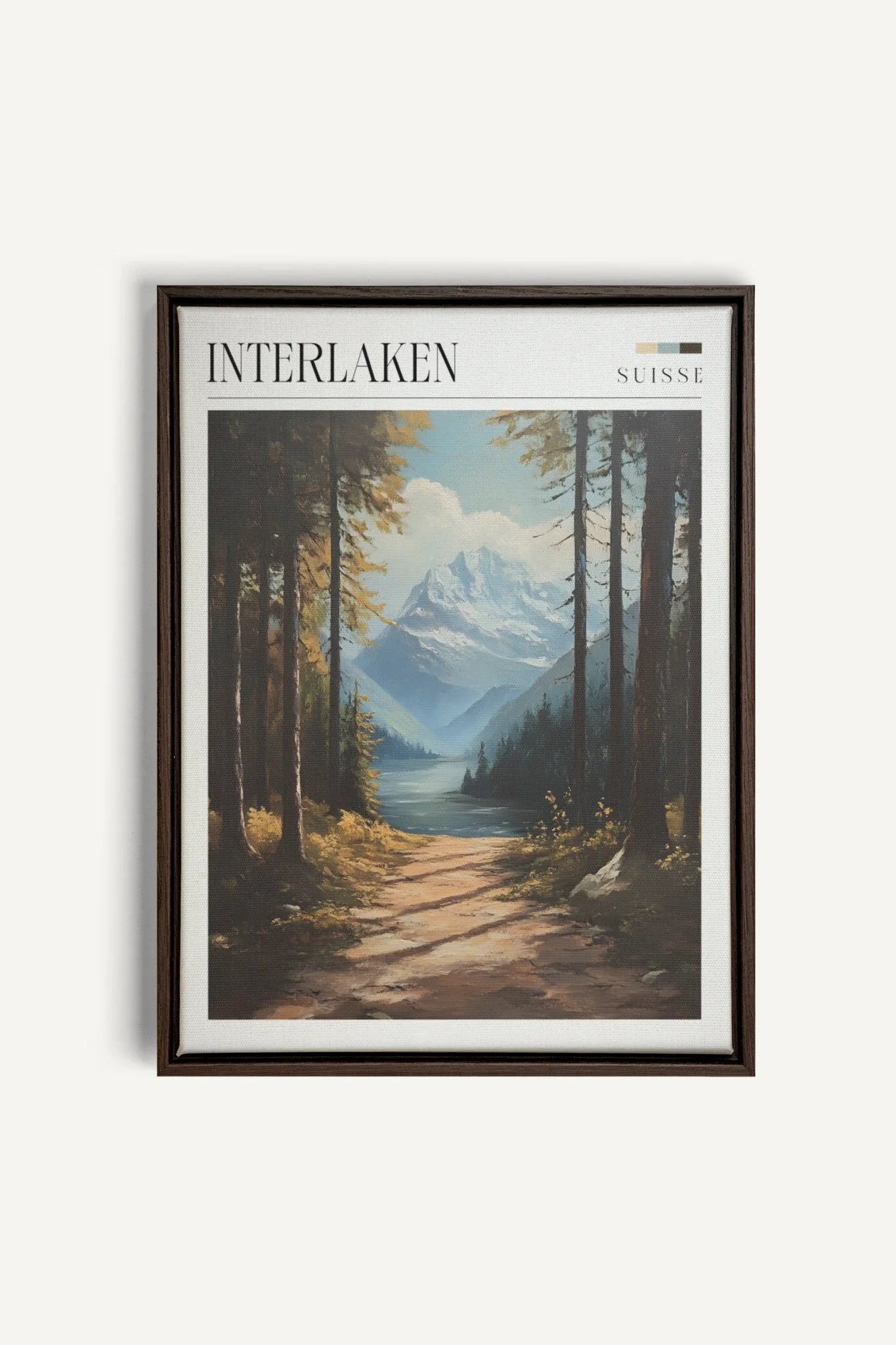 OLEKA CANVAS - INTERLAKEN, Oeuvre sur toile étirée, encadré Brun Noyer