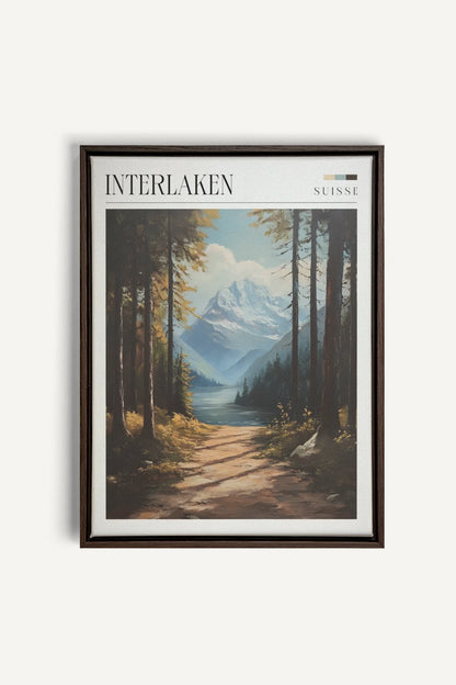 OLEKA CANVAS - INTERLAKEN, Oeuvre sur toile étirée, encadré Brun Noyer