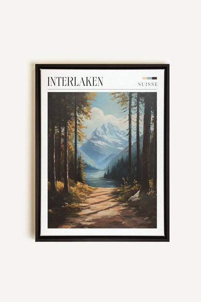 OLEKA CANVAS - INTERLAKEN, Oeuvre sur toile étirée, encadré Noir