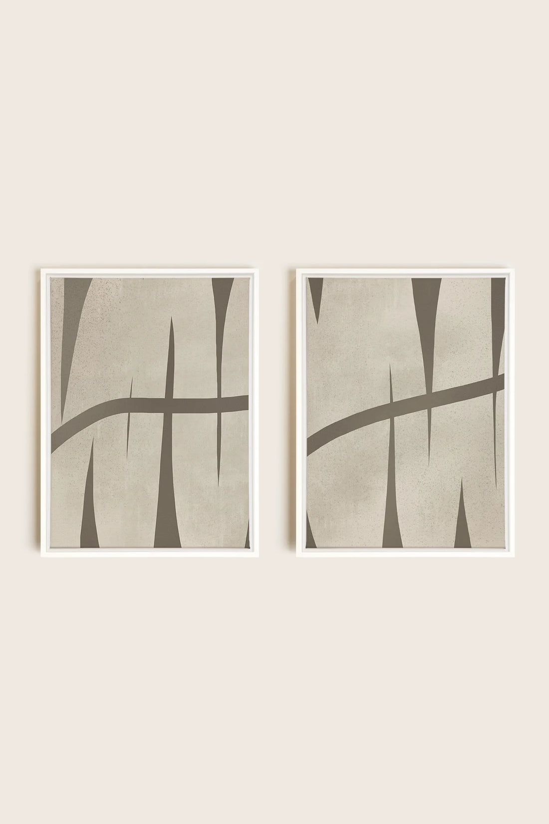 OLEKA CANVAS - INTERTWINE DUO, 2 Oeuvres sur toile étirée, encadré Blanc