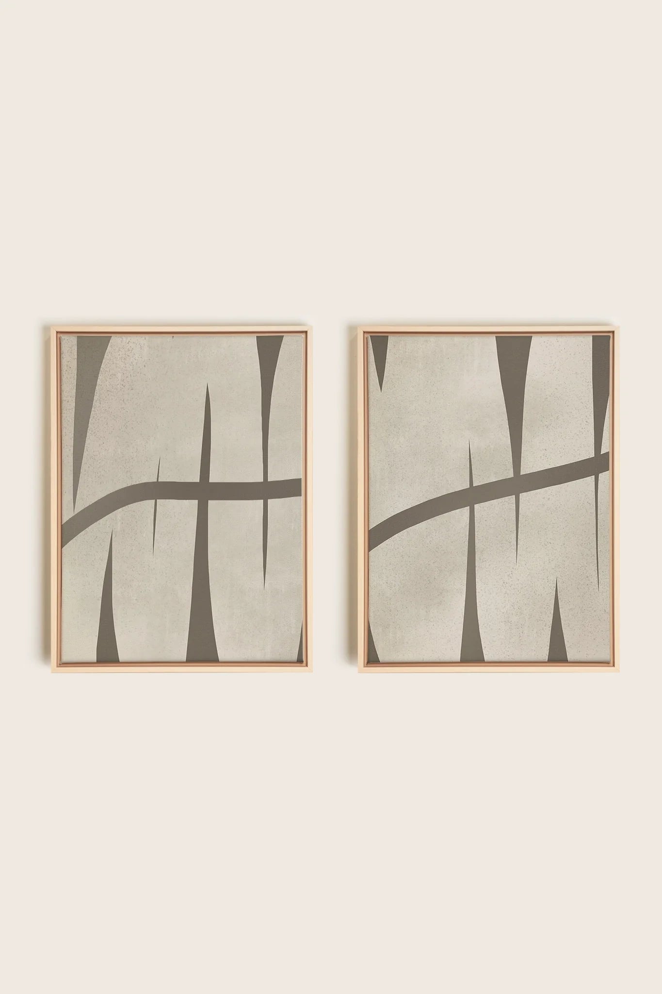 OLEKA CANVAS - INTERTWINE DUO, 2 Oeuvres sur toile étirée, encadré Naturel Clair