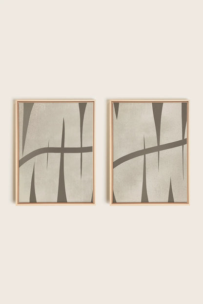 OLEKA CANVAS - INTERTWINE DUO, 2 Oeuvres sur toile étirée, encadré Naturel Clair