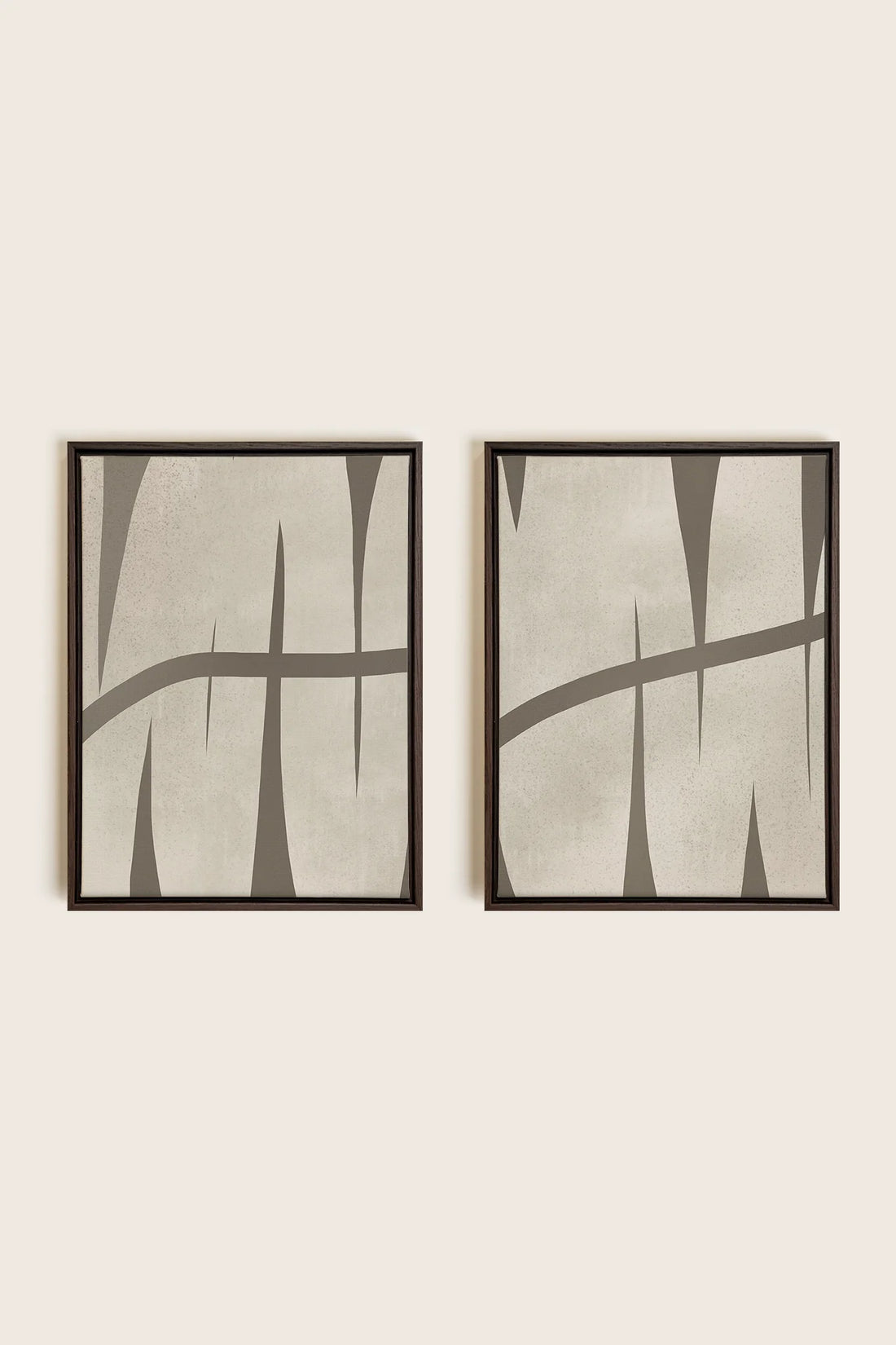 OLEKA CANVAS - INTERTWINE DUO, 2 Oeuvres sur toile étirée, encadré Brun Noyer