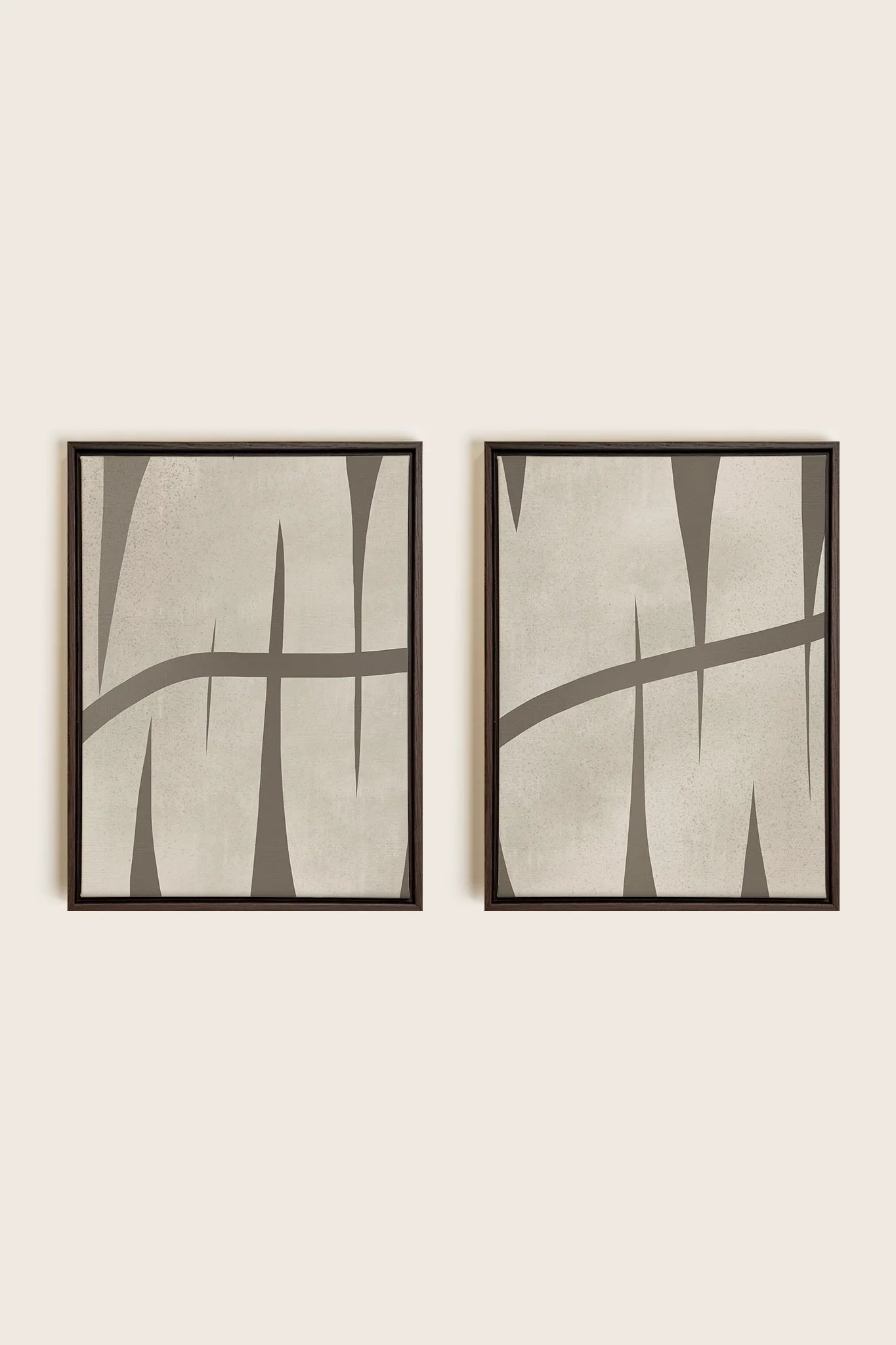 OLEKA CANVAS - INTERTWINE DUO, 2 Oeuvres sur toile étirée, encadré Brun Noyer