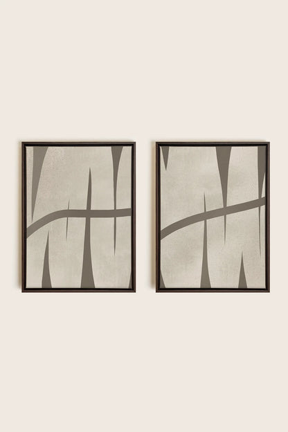 OLEKA CANVAS - INTERTWINE DUO, 2 Oeuvres sur toile étirée, encadré Brun Noyer