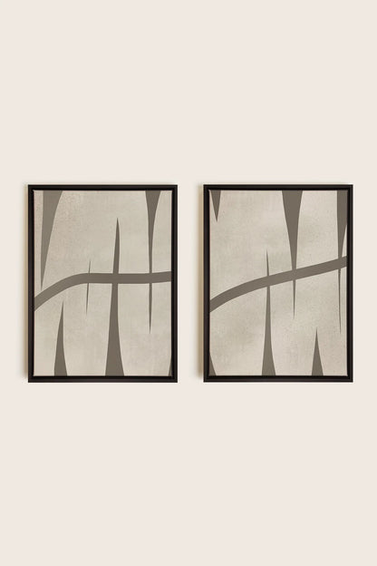 OLEKA CANVAS - INTERTWINE DUO, 2 Oeuvres sur toile étirée, encadré Noir